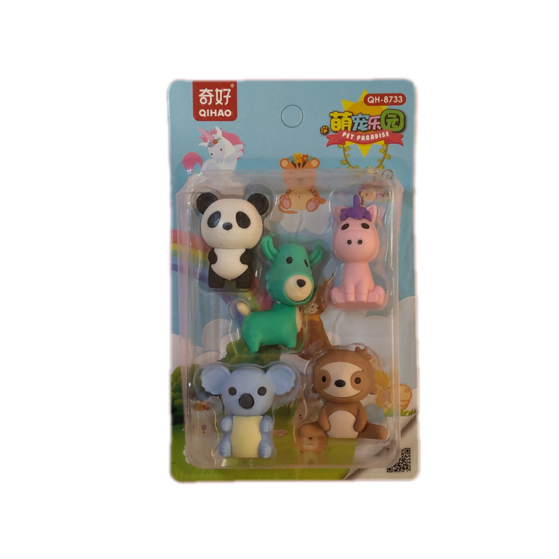 پاک کن مدل فانتزی طرح حیوانات مجموعه 6 عددی