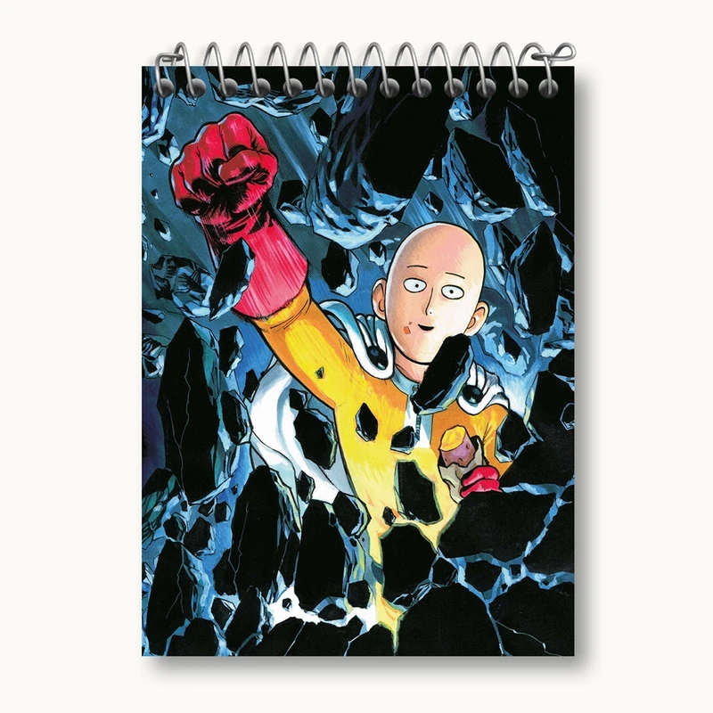 دفتر یادداشت 50 برگ خندالو مدل سایتاما انیمه مرد تک مشتی One Punch Man کد 10528