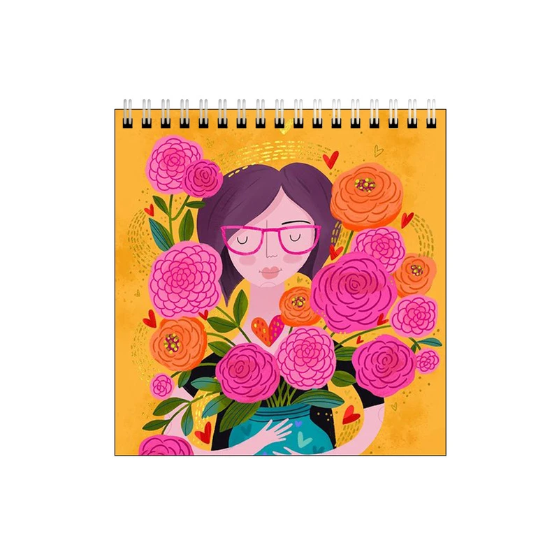 دفتر طراحی طرح دختر با گلدان کد 0028652