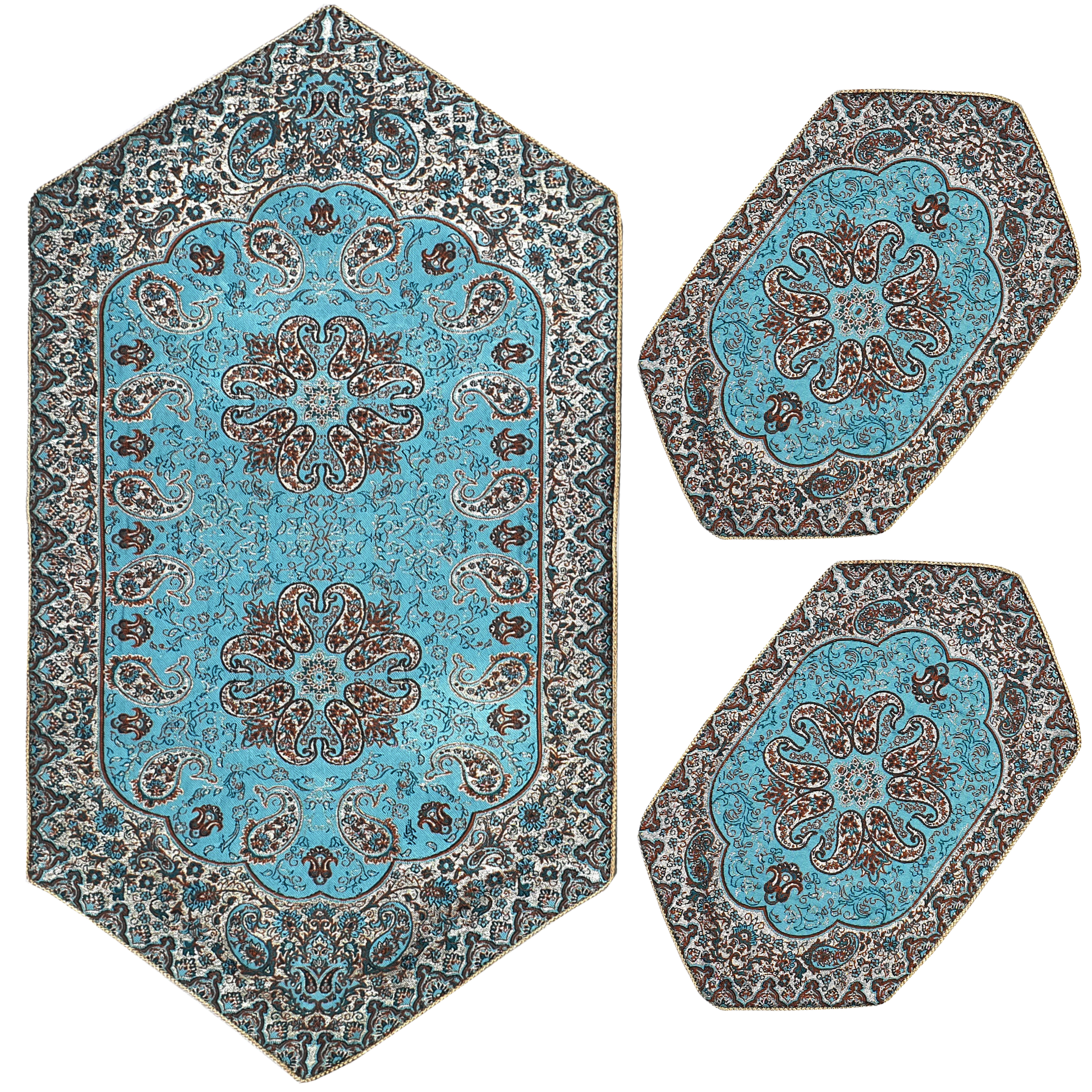 ست سه تکه رومیزی ترمه مدل نسترن کد BS3-3