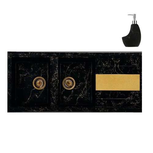 سینک ظرفشویی گرانیت لیگوریا مدل لوکا توکار به همراه مخزن مایع ظرفشویی