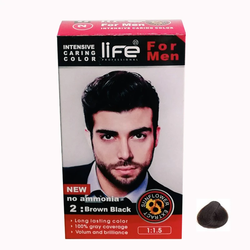 کیت رنگ مو لایف شماره 2 حجم 50 میلی لیتر رنگ قهوه ای مشکی