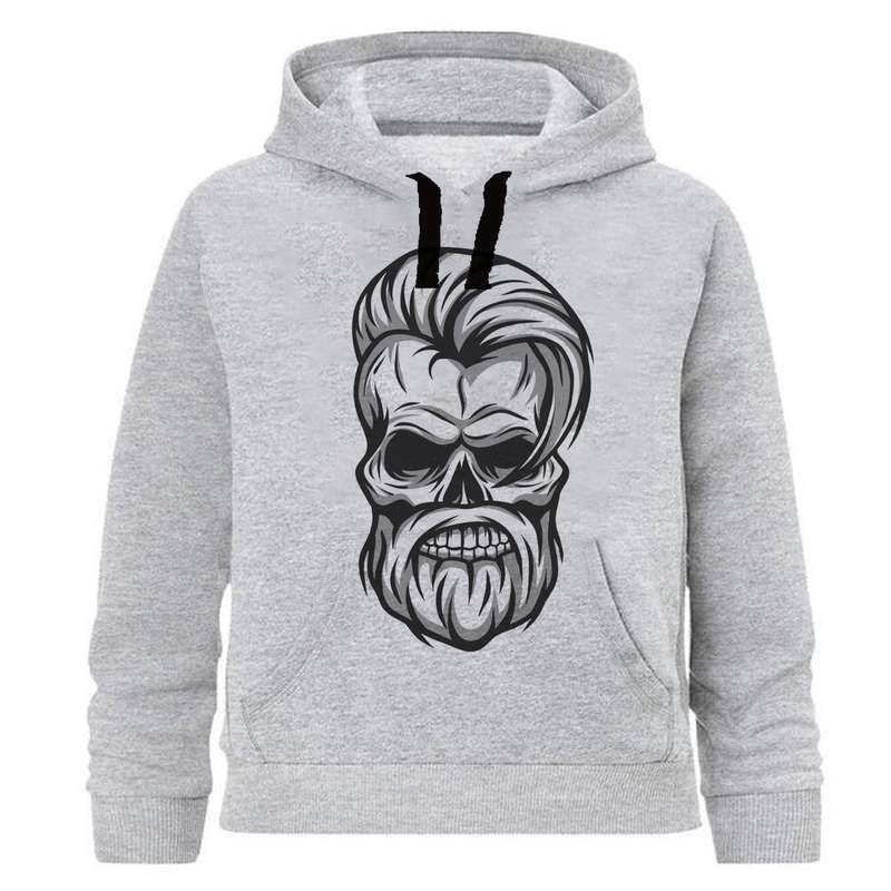 هودی پسرانه طرح اسکلت کد J18 رنگ طوسی