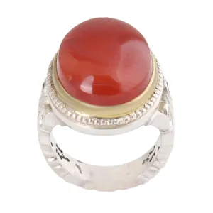 انگشتر نقره مردانه بازرگانی میلادی مدل عقیق رکاب دست ساز کد AM_2578