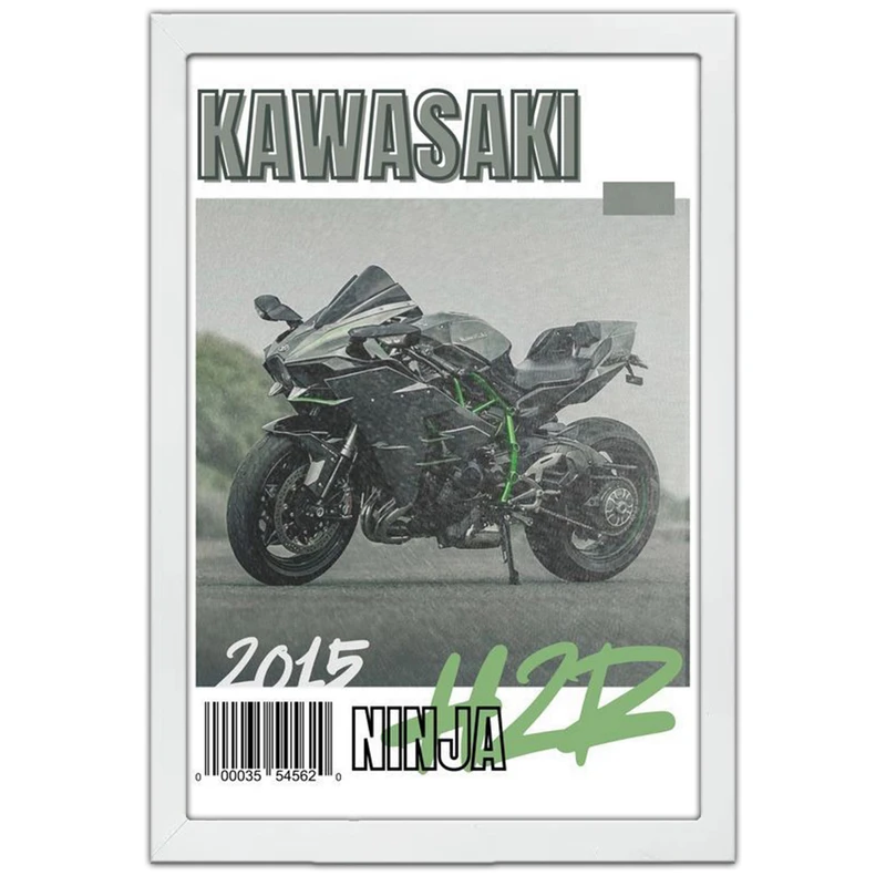 تابلو بکلیت طرح موتور سنگین نینجا کاوازاکی NINJA KAWASAKI H2R مدل W-po1602 فریم سفید