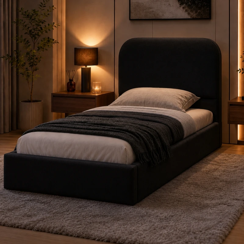 تخت خواب چوبی یک نفره مدل تدی 7890  سایز 200×90 سانتی متر به همراه تشک