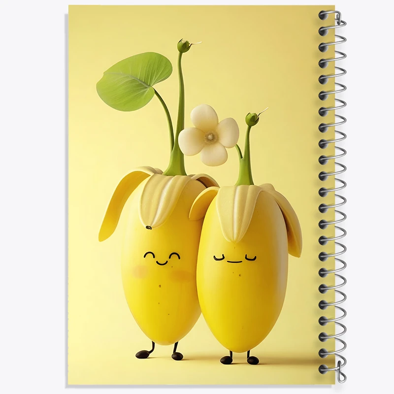 دفتر شطرنجی 50 برگ خندالو طرح میوه های کیوت زرد کد F7292