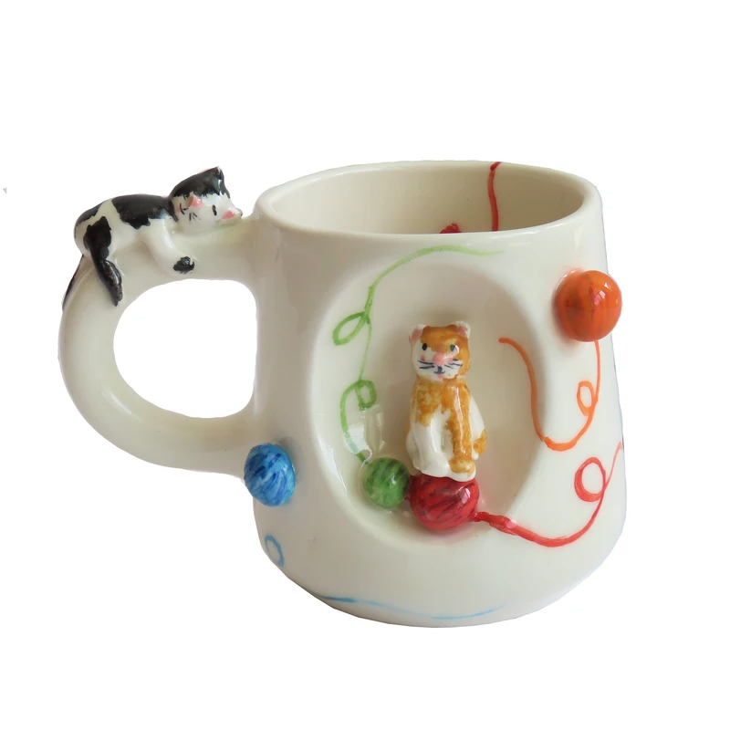 ماگ سرامیکی طرح گربه و کاموا کد 1197