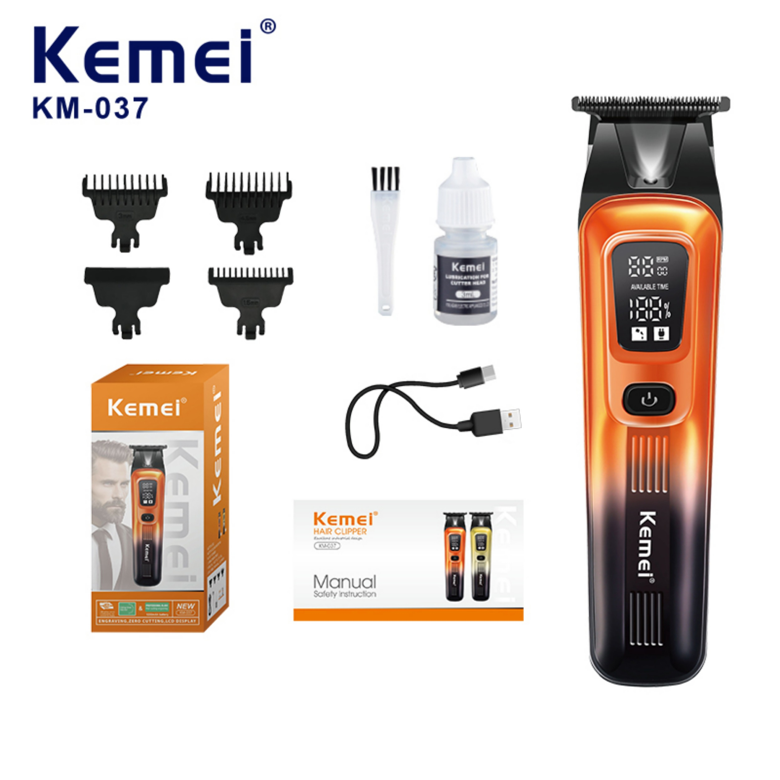 ماشین اصلاح موی سر و صورت شارژی کیمی مدل KM-037 ماشین اصلاح موی سر و صورت شارژی کیمی مدل KM-037