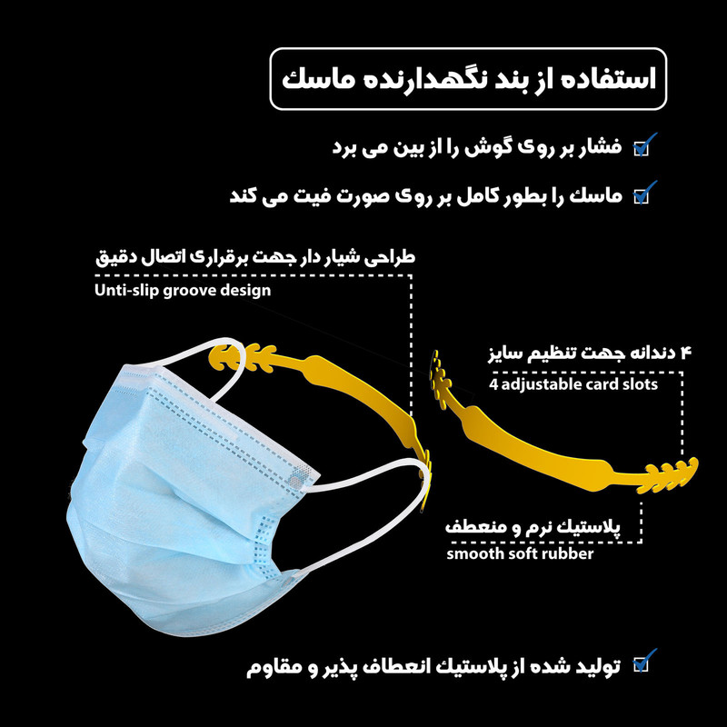 گیره نگهدارنده بند ماسک صورت کد N95-1 بسته 3 عددی