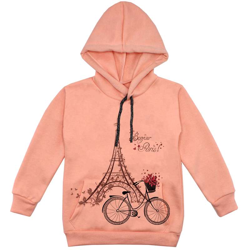 هودی دخترانه مدل دوچرخه ایفل F51 رنگ گلبهی