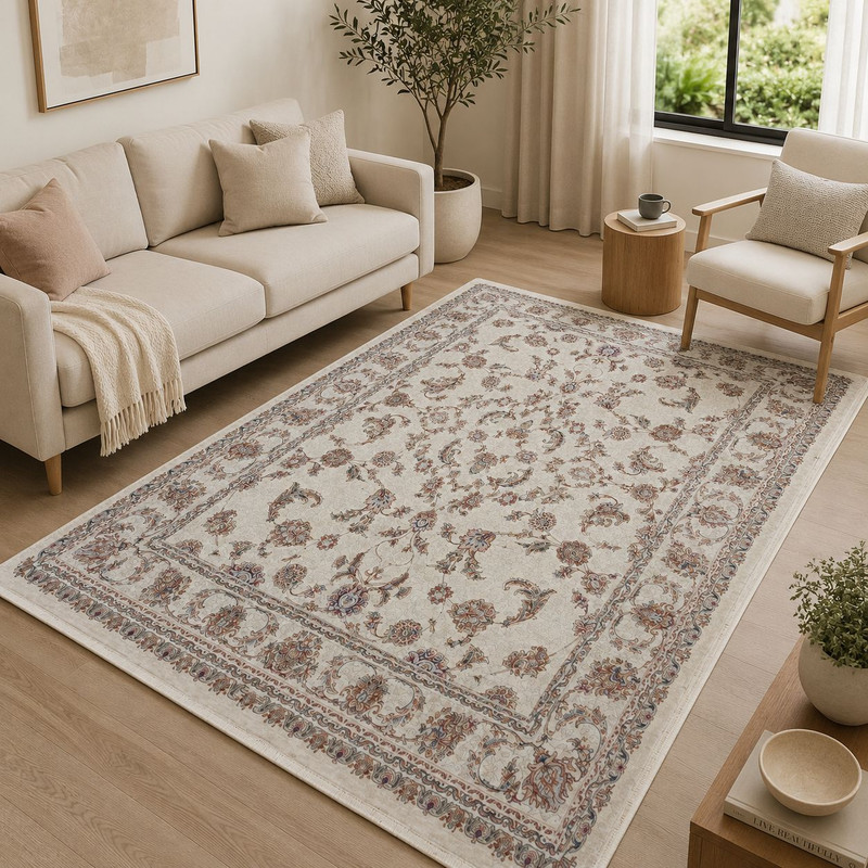 روفرشی مدل مخمل ژاکارد کد 900 زمینه کرم