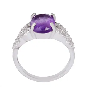 انگشتر نقره زنانه بازرگانی میلادی مدل سنگ کوارتز نگین برلیان بدون ریزش آبکاری رادیوم کد AWR_1330