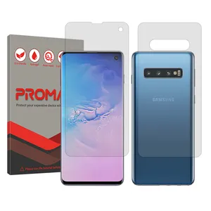 Promate Resistant model transparent screen protector suitable for Samsung Galaxy S10 mobile phone along with the back protector