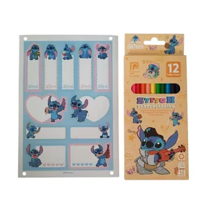 مداد رنگی 12 رنگ مدل پاستلی پردون طرح استیچ کد mn511 به همراه برچسب بسته 2عددی