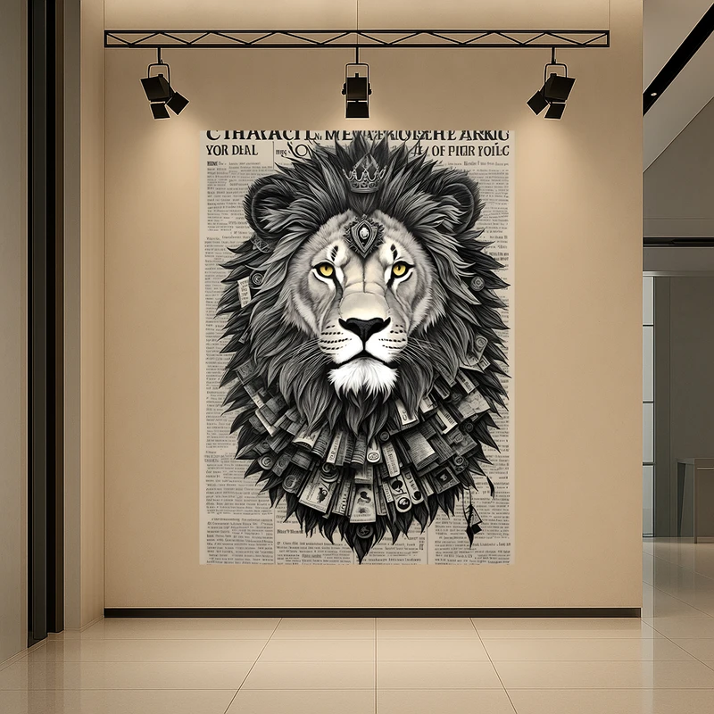 پوستر پارچه ای طرح مخمل فانتزی مدل شیر کد AR3060502