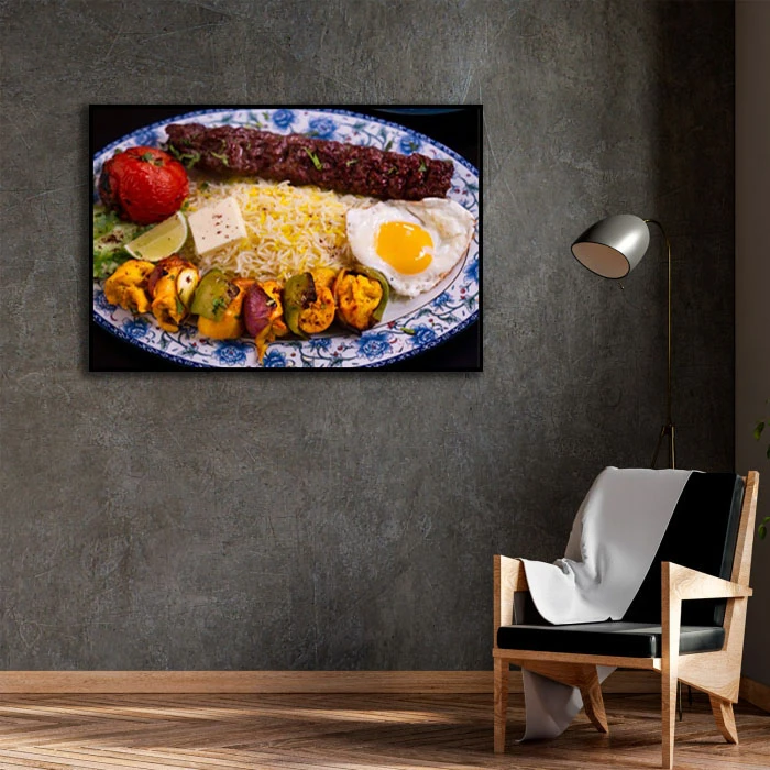 تابلو بکلیت طرح کباب مدل B-D2368 فریم مشکی