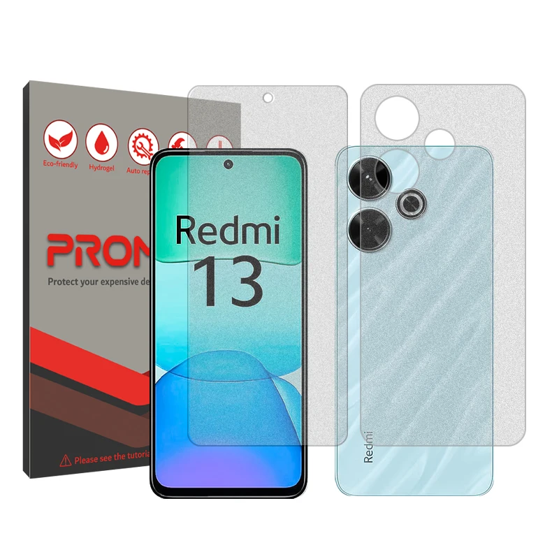 محافظ صفحه نمایش مات پرومیت مدل Resistant‌ مناسب برای گوشی موبایل شیائومی Redmi 13  به همراه محافظ پشت گوشی