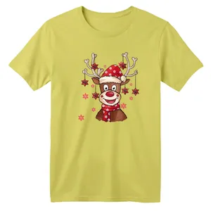 تی شرت آستین کوتاه بچگانه مدل گوزن کریسمس کد 20 رنگ زرد لیمویی