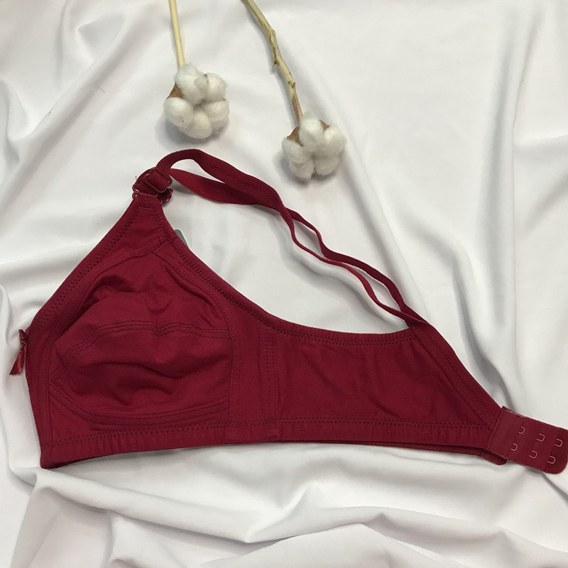 سوتین زنانه شارمین مدل نخی دور بسته رنگ زرشکی