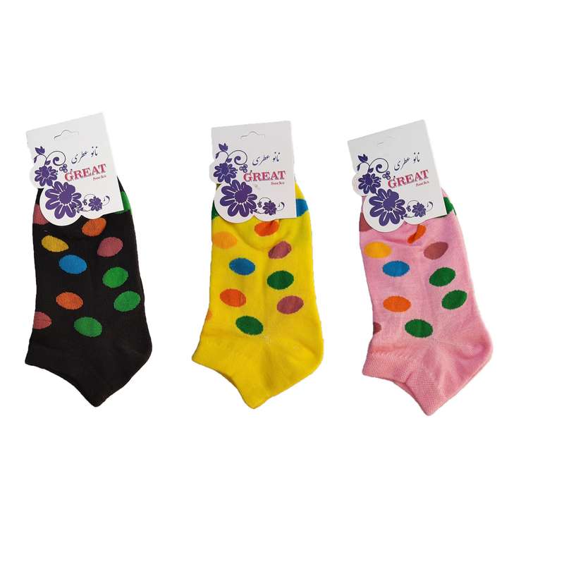 جوراب دخترانه مدل توپی مجموعه سه عددی