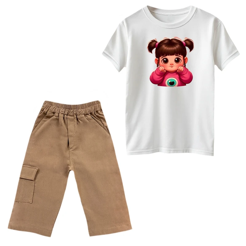 ست تی‌شرت و شلوارک دخترانه مدل دخترک تپل