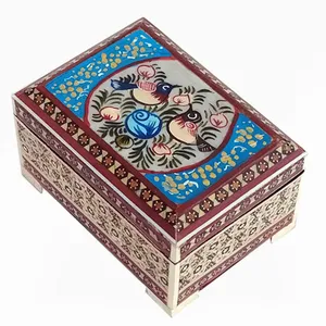 جعبه جواهرات خاتم کاری مدل گل ومرغ