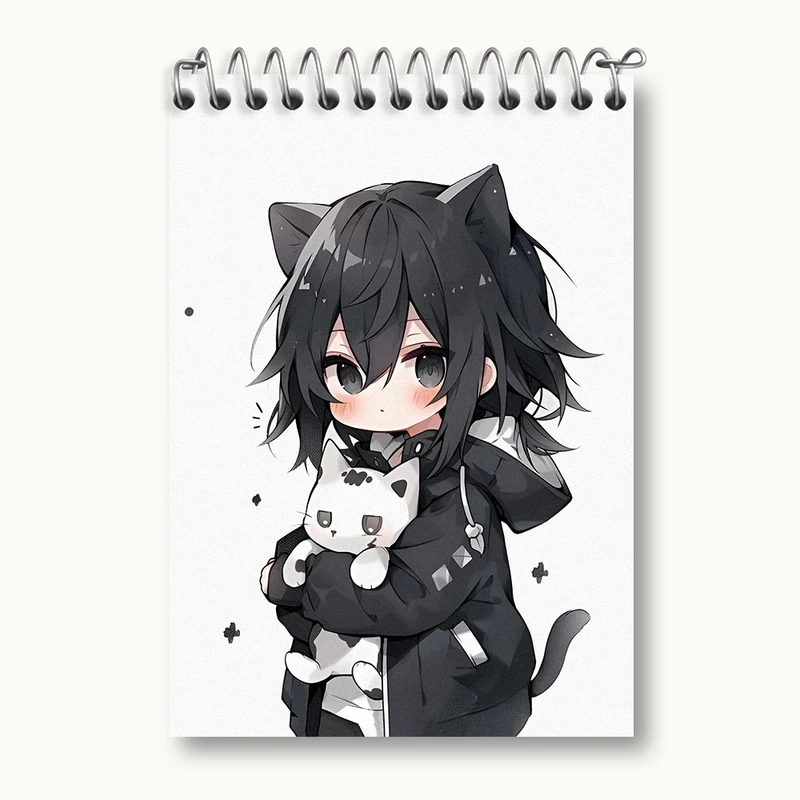 دفتر یادداشت 50 برگ خندالو طرح دختر انیمه ای کد N5191