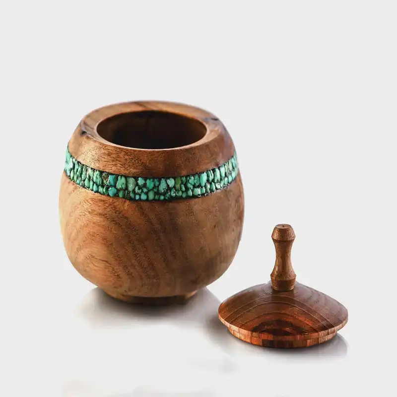 قندان فیروزه کوبی چوبی کد 003