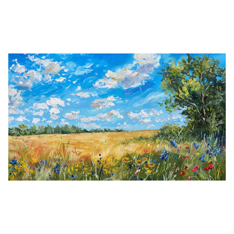 فرش پارچه‌ای مدل فرشینه طرح نقاشی دشت کد AR3059519