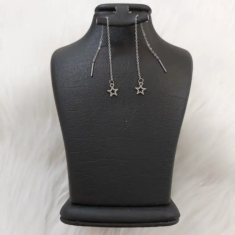 گوشواره زنانه استینلس استیل مدل بخیه طرح ستاره کد sta111