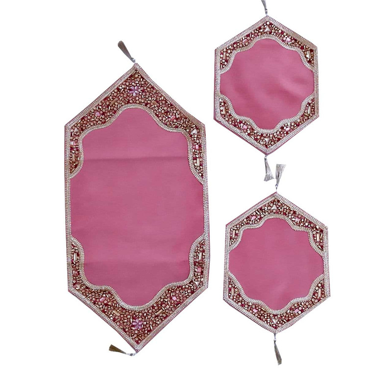 رومیزی مدل سنگ دوزی A-778 مجموعه 3 عددی