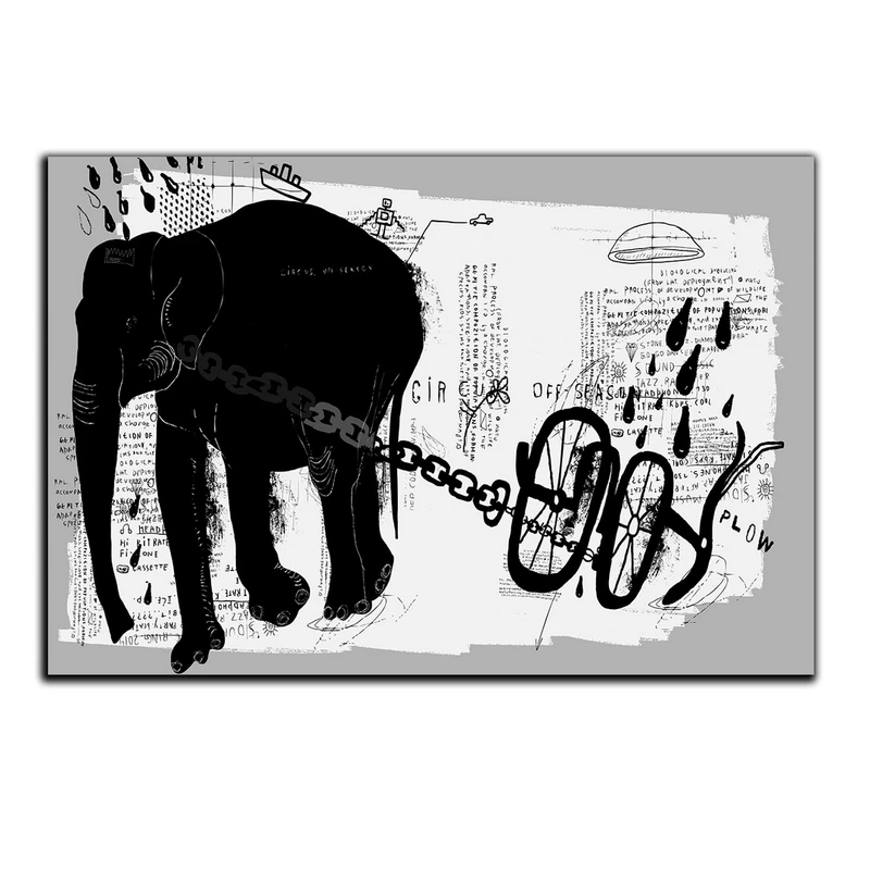 تابلو شاسی بکلیت طرح نقاشی سیاه قلم فیل مدل SH-s1505