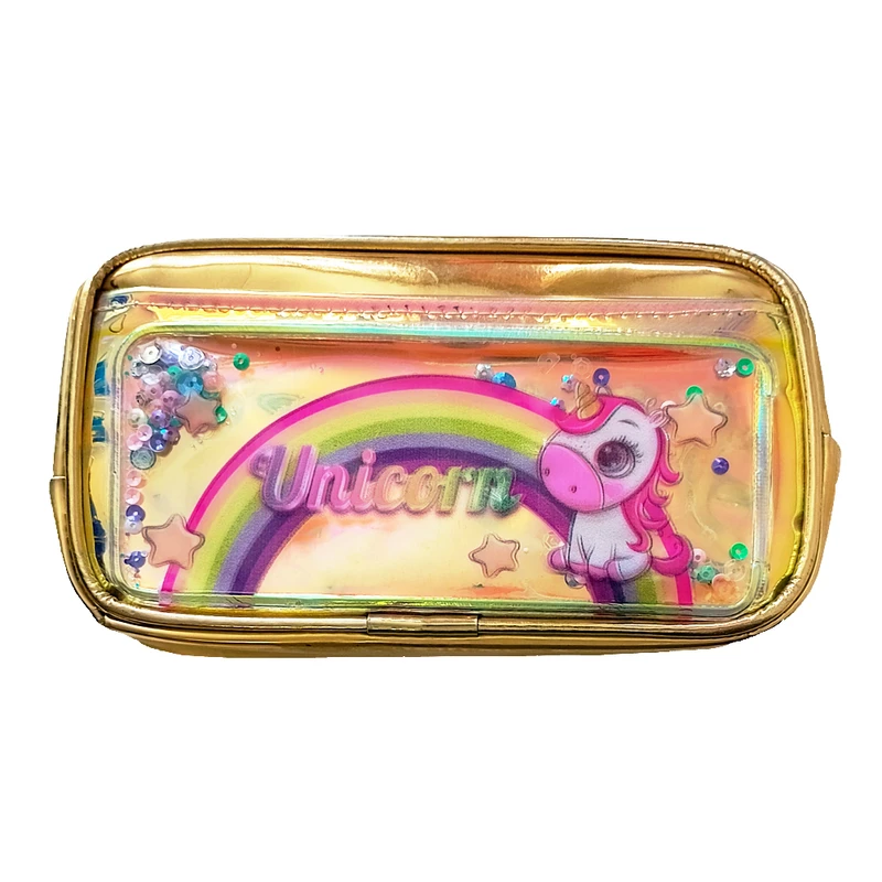 جامدادی مدل آکواریومی سه زیپ ورنی طرح یونیکورن