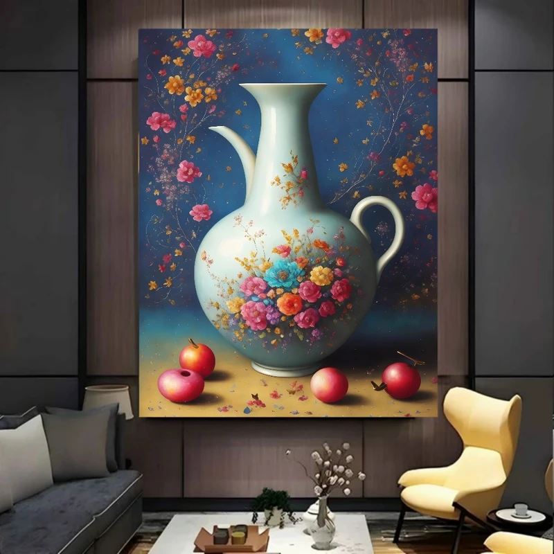 پوستر پارچه ای طرح مخمل  گلدان مدل کد BK58136