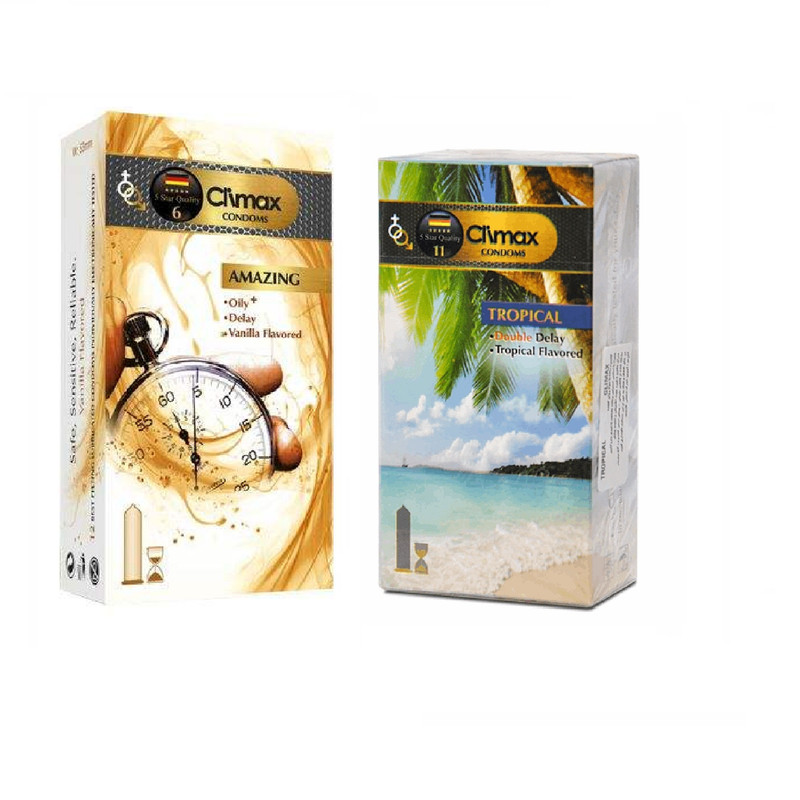 کاندوم کلایمکس مدل AMAZING بسته 12 عددی به همراه کاندوم کاندوم کلایمکس مدل Tropical بسته 12 عددی کاندوم کلایمکس مدل AMAZING بسته 12 عددی به همراه کاندوم کاندوم کلایمکس مدل Tropical بسته 12 عددی