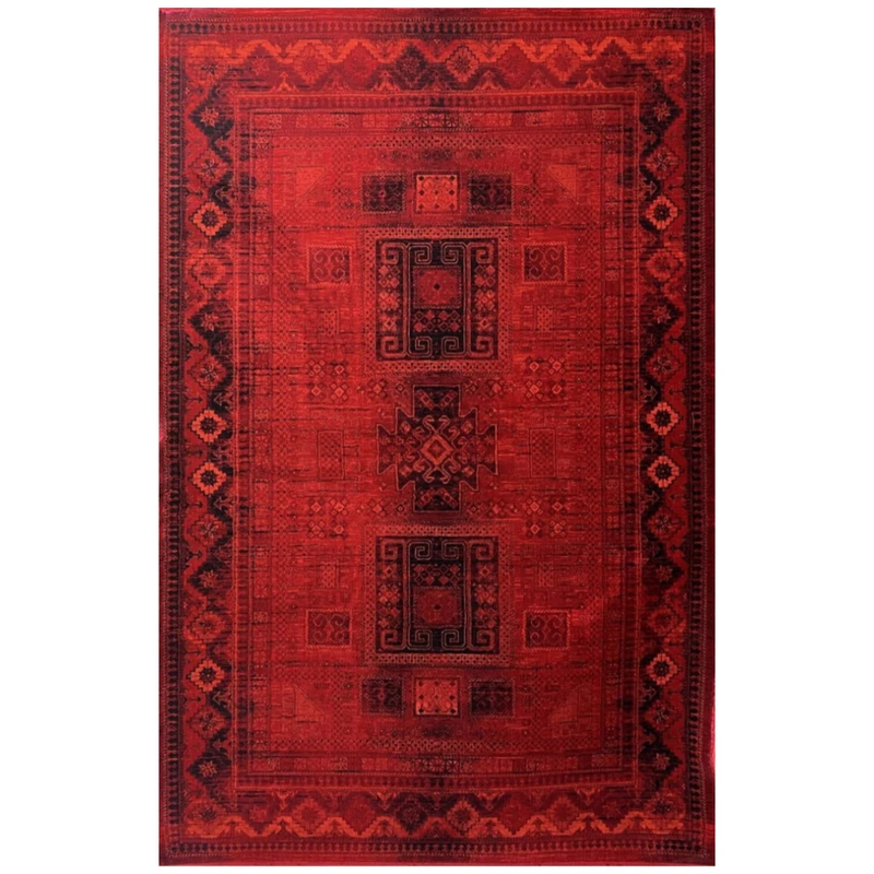 فرش ماشینی 700 شانه زمینه لاکی حاشیه لاکی مدل بلوچ bcf کد 817