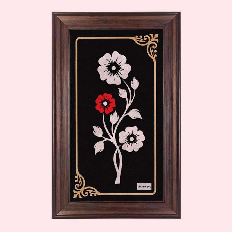 تابلو نقره طرح گل رنگی کد Ls-40