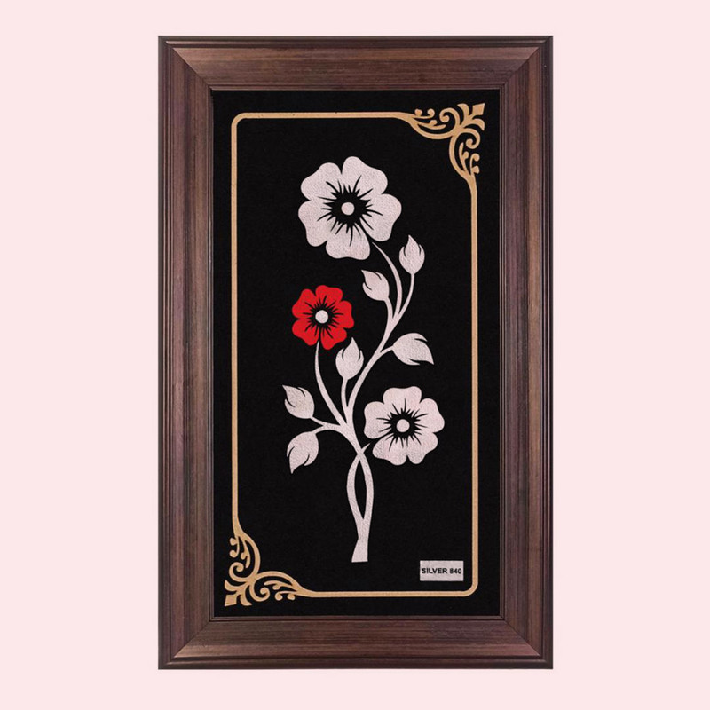 تابلو نقره طرح گل رنگی کد Ls-40