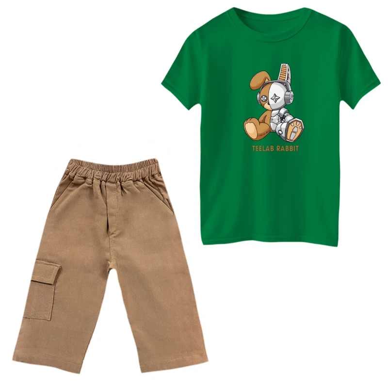 ست تی‌شرت و شلوارک پسرانه مدل خرگوش رباتی