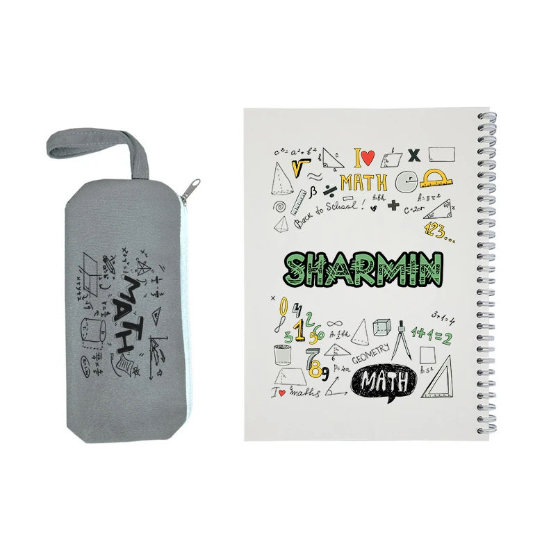 دفتر مشق 50 برگ طرح ریاضی مدل شارمین به همراه جامدادی