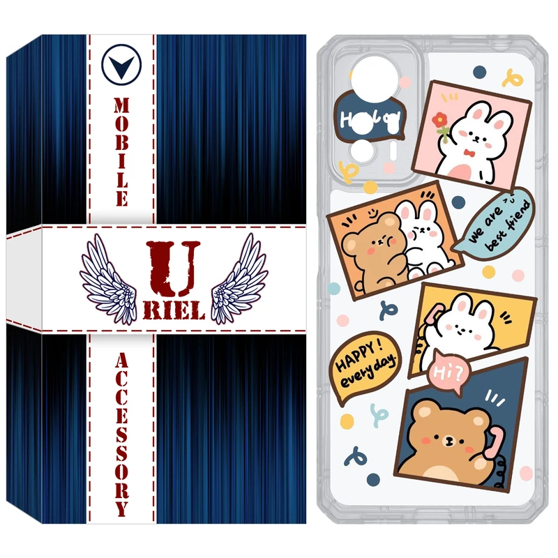 کاور یوریل مدل Clear کد 19 طرح خرگوش و خرس مناسب برای گوشی موبایل شیائومی Redmi Note 12S