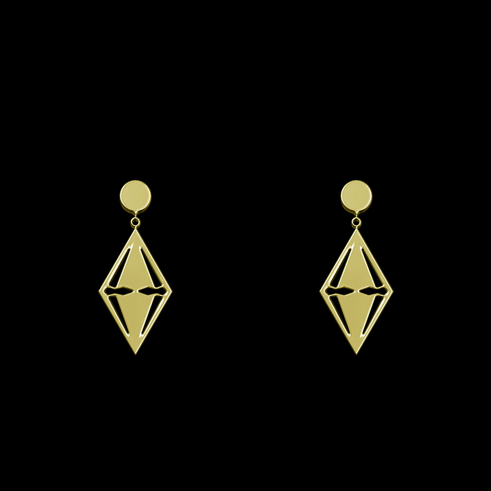 گوشواره طلا 18 عیار زنانه مدوپد مدل لوزی کد GA1-14479