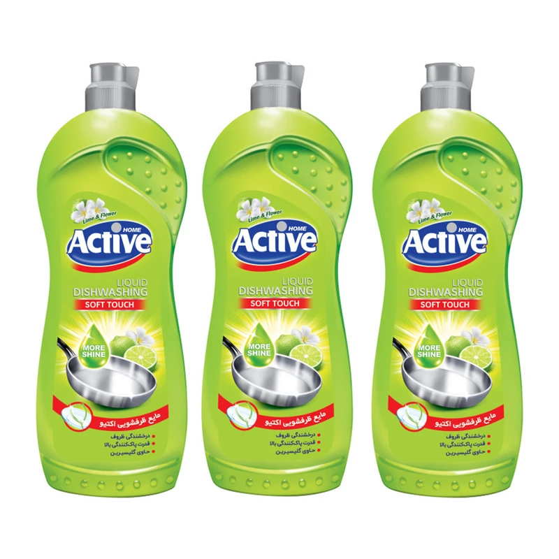 مایع ظرفشویی اکتیو مدل Lime and Flower وزن 750 گرم بسته 3 عددی
