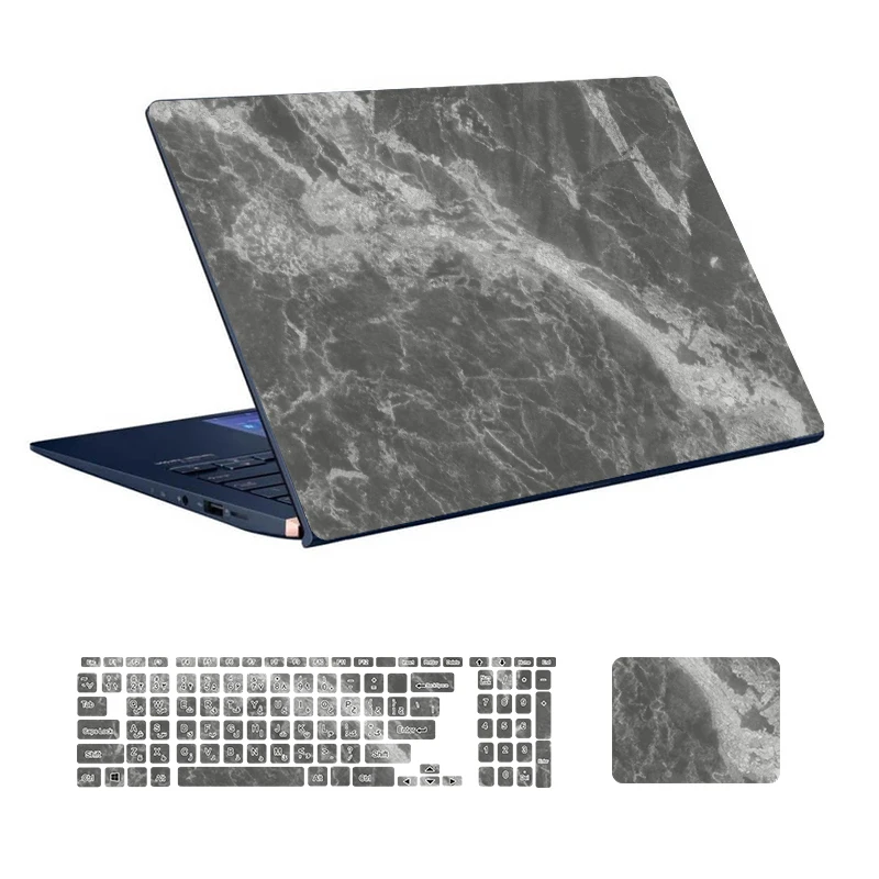  استیکر لپ تاپ توییجین و موییجین طرح Marble کد 91 مناسب برای لپ تاپ 15.6 اینچ به همراه برچسب حروف فارسی کیبورد 