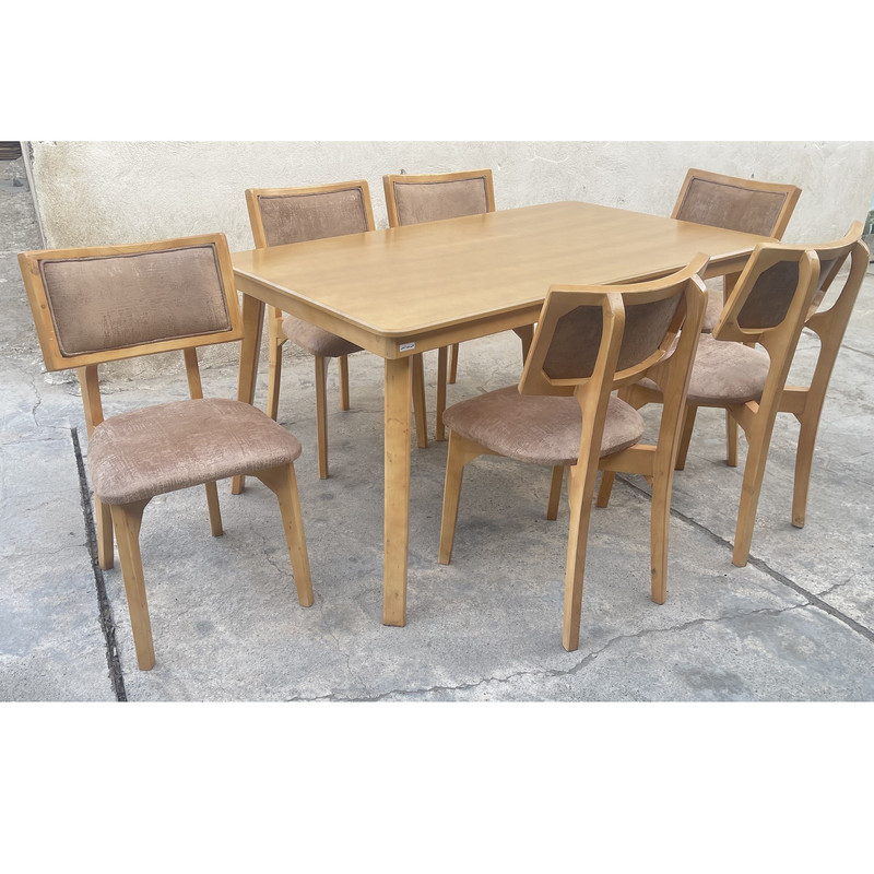 میز و صندلی ناهارخوری شش نفره گالری چوب آشنایی مدل khod-snz-Lux