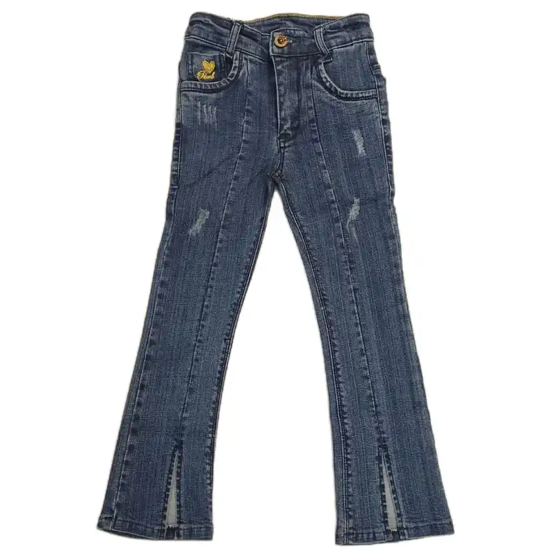 شلوار جین دخترانه مدل دمپا چاکدار Art 564