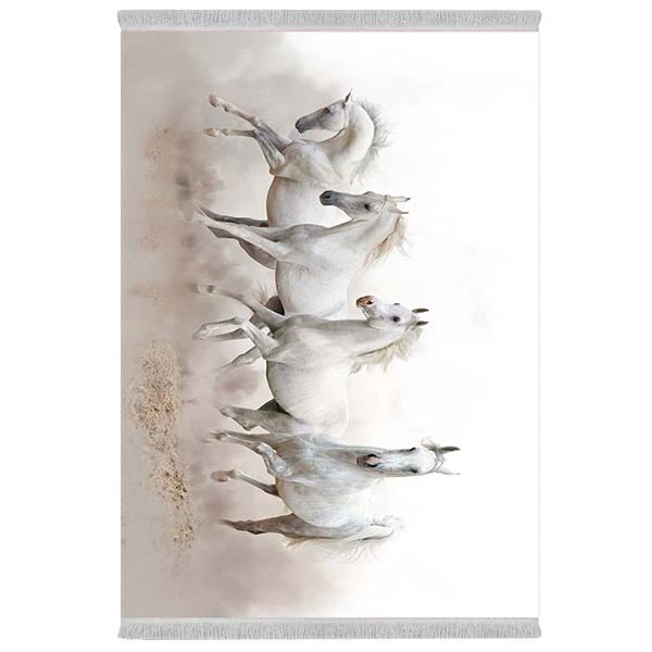 فرش پارچه‌ای دفه مدل فرشینه شانل مخمل طرح فانتزی کد 7217