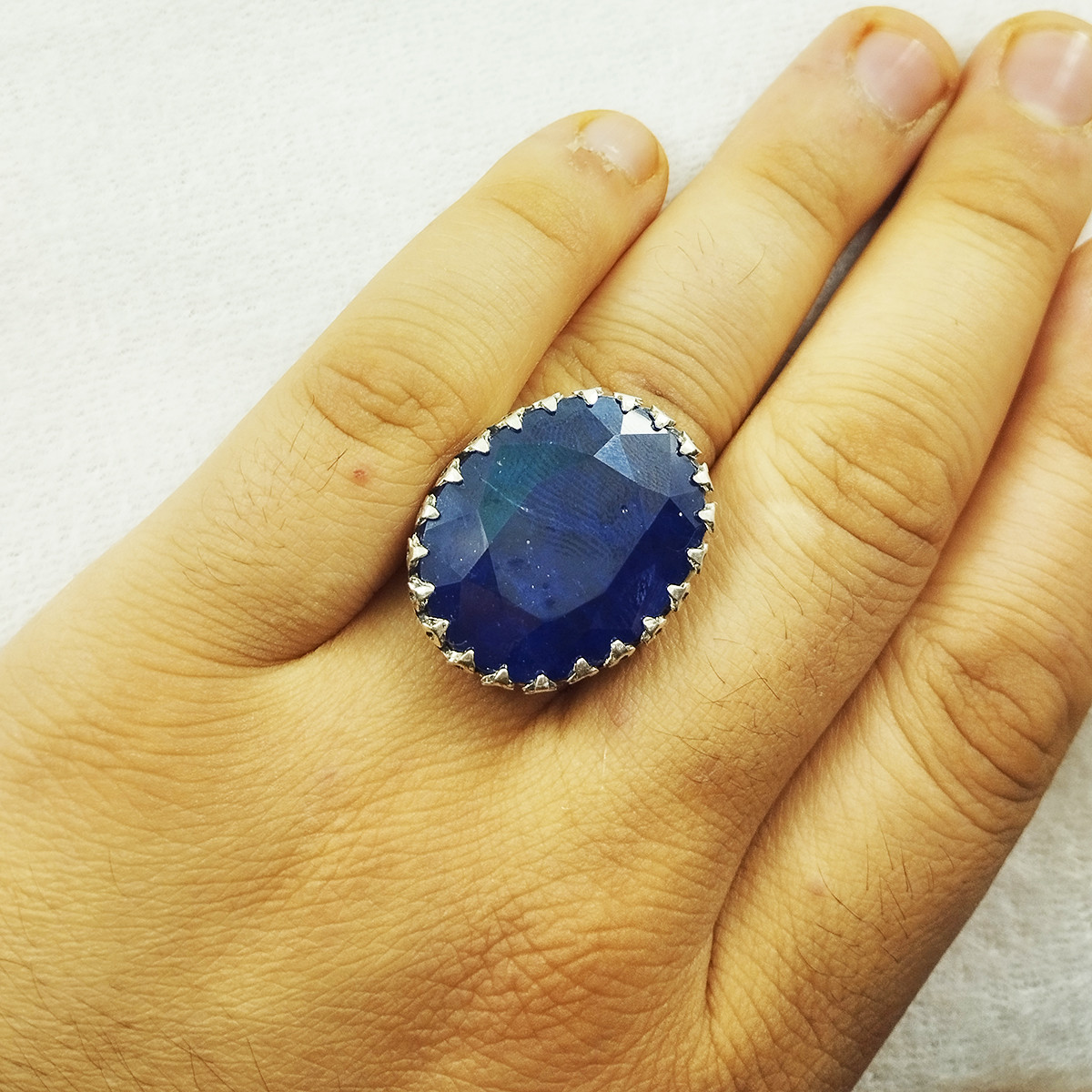 انگشتر نقره مردانه سلین کالا مدل یاقوت کبود کد 05