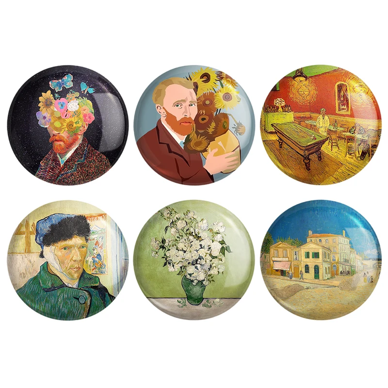 مگنت خندالو طرح ونسان ونگوگ Vincent vanGogh کد 1623B مجموعه 6 عددی